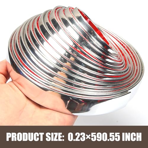 Car Molding Trim, 49Ft Chrome Car Side Moldings, Scratch-Proof Exterior and Interior Molding Trim, 0.24" Wide Self-Adhesive Window Trim Molding, Decorative Strip for All Vehicles (Silver) - color: Silver