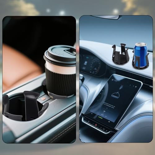 2pcs Car Cup Holders Insert, Self-Adhesive Automotive Cupholder Wiggle Free Design Easy to Use Automotive Interior Accessories for Fixing Water Cups and Drinks (Black)