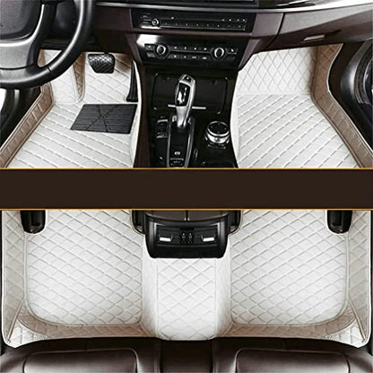 Custom Fit Car Floor Mats - Full Coverage Automotive Leather Floor Liners for Most Vehicles by MingyunSM (White) - color: white