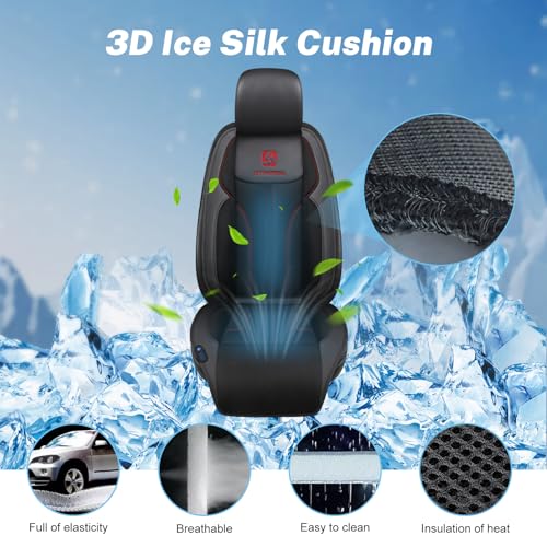 Cooling Car Seat Cover with 2 Powerful Turbo Fans，12V-24V Ventilated Cooling Car Seat Cushion，3-Speed Adjustable Breathable Cooling Seat Cover for Car SUV Truck Universal Fit (Grey)
