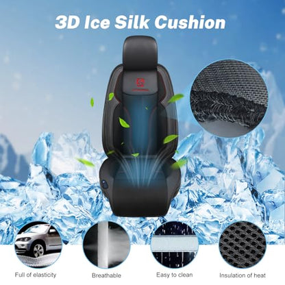 Cooling Car Seat Cover with 2 Powerful Turbo Fans，12V-24V Ventilated Cooling Car Seat Cushion，3-Speed Adjustable Breathable Cooling Seat Cover for Car SUV Truck Universal Fit (Grey) - color: Grey