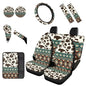 Dreaweet Aztec Cow Car Seat Covers Full Set for Women,Southwestern Car Accessories Interior,Native American Steering Wheel Cover with Center Console Cover,Seat Belt Pads,Car Coasters,Gear Shift Cover - color: Aztec Cow