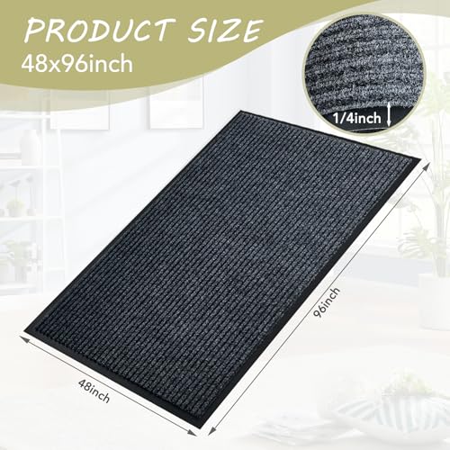 Front Door Mat,4'x8'Indoor Outdoor Door Mat,Heavy Duty Durable Welcome,Commercial Floor Mats Inside Outside Entrance, Waterproof All-Season, All-Weather Non Slip Backing Doormat for Entryway,Black - size: 48"x96"