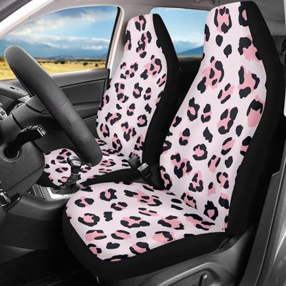 Pink Leopard Print Car Seat Covers for Women Men, Thin Automobile Front Seat Cushion Car Interior Protection for SUV Truck Van Chairs - color: Pink Leopard