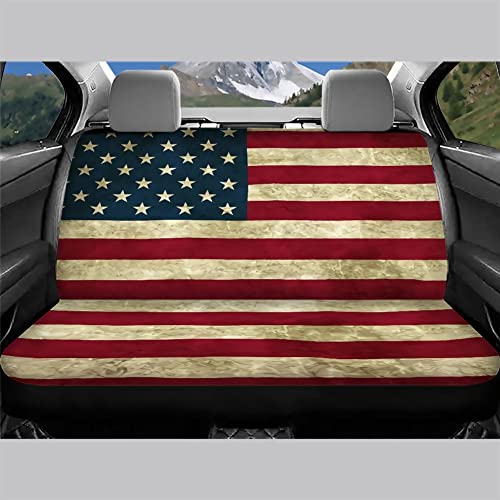AFPANQZ Patriotic American Flag Car Rear Bench Protective Car Seat Cover Back Seat Only Car Truck Vans SUVs Polyester Fabric Car Backseat Cover Universal Fit Full Wrap Dust-Proof Stars and Stripe - color: 0-Stars and Stripes