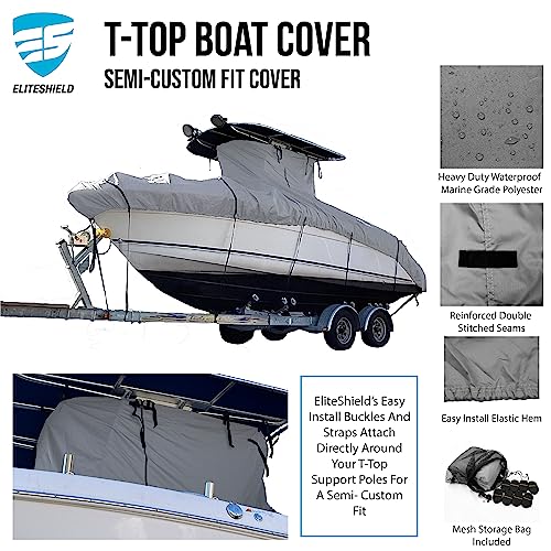 Heavy Duty Boat Cover, Fits 22ft to 24ft Long Center Console Boat with Hard-Top, Waterproof and Fade Resistant T-Top Storage Cover (Gray, Size 3: 22'-24' Long, Beam 108" W) - color: Gray, size: Size 3: 22'-24' Long, Beam 108" W