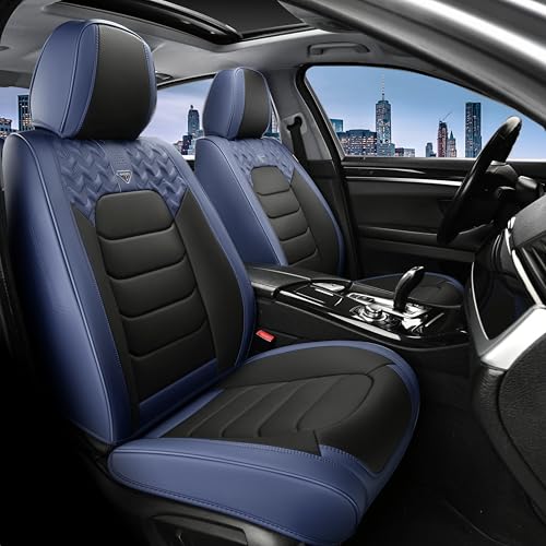FLORICH Car Seat Covers, Leather Seat Covers, Front Seat Covers 2PCS,Waterproof Car Seat Protector, Auto Driver Seat Covers Accessories Fit for Most SUV Trucks(Blue&Black, Front Pair) - color: Blue&Black, size: Frontpair
