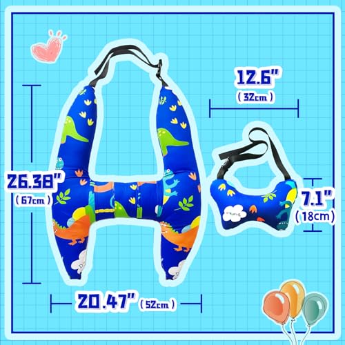 Ivtivfu H-Shape Car Seat Pillow for Kids, Blue Dinosaur | Kids Car Pillows, Child Car Head Support, Travel Neck Rest, Car Seat Pillow for Children - color: Blue Dinosaur
