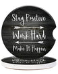 2 Pack Universal Ceramic Car Stay Positive Work Hard and Make It Happen Inspirational Quotes,Ceramic Stone with A Finger Notch for Easy Removal of Car Cup Holder Coaste - color: Stay Positive Work Hard and Make It Happen Inspirational Quotes