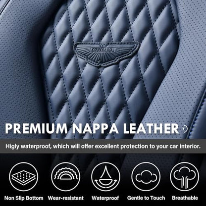 Coverado Seat Covers, Car Seat Covers Full Set, Blue Car Seat Cover, Car Seat Covers Front Seats Back Seat Cover, Waterproof Car Seat Cushion,Leather Seat Covers Seat Protector Universal Fit Most Cars - color: Blue, size: FullSet