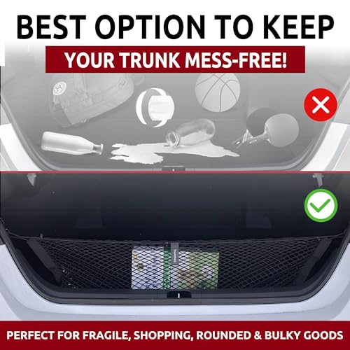 Trunk Envelope Style Mesh Cargo Net for Toyota Camry 2018-2025, 2026- Car Accessories - Premium Trunk Organizer and Storage - Cargo Net for Sedan - Vehicle Carrier Organizer for Toyota Camry