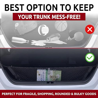 Trunk Envelope Style Mesh Cargo Net for Toyota Camry 2018-2025, 2026- Car Accessories - Premium Trunk Organizer and Storage - Cargo Net for Sedan - Vehicle Carrier Organizer for Toyota Camry