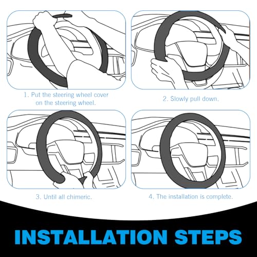 D-shaped Steering Wheel Cover, Carbon Fiber Pattern Anti-slip Wear-resistant Sweat-absorbent Microfiber Leather Steering Wheel Protector, Four Seasons Universal Accessory (Black)