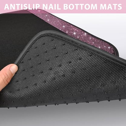 CAR PASS Bling Diamond Car Floor Mat Shining Rhinestones Carpet, Sparkly Glitter Crystal Anti-Slip PVC Heel Pad Automotive Universal Fit for SUV Sedan Car Van, 4pcs for Girl Cute Women, Black Pink - color: Pink Diamond