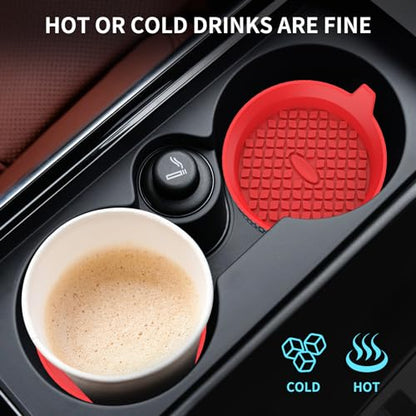 ME.FAN Car Cup Holder Coasters [4 Pack] Silicone Cups Mats, Automotive Universal Non-Slip Recessed Interior Accessories Red - color: 4 Pack-red