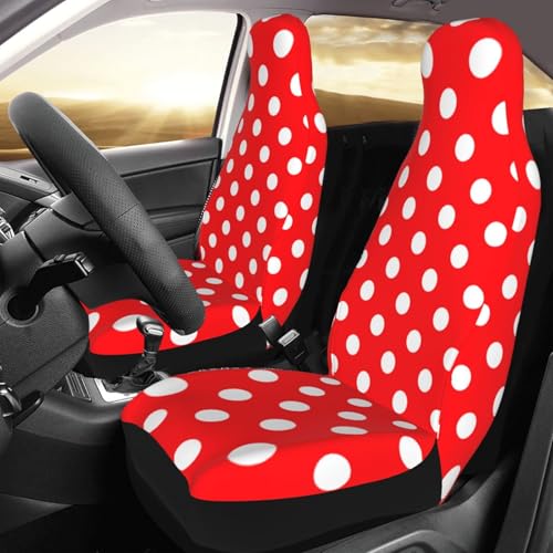 Red White Polka Dot Front Seat Covers 2 Pack, Vehicle Seat Protector Car Mat Covers, Fit Most Bucket Seats - color: Red White Polka Dot