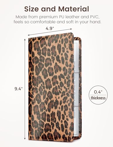 Yarnic Leopard Car Registration and Insurance Holder, Car Document Holder with Magnetic Closure, Car Organizer Vehicle Glove Box Compartment Organizer, Car wallet Case for Teens Men Women - color: darkleopard