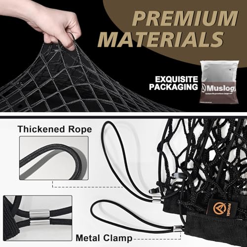 Truck Bed Cargo Net Trunk Netting Compatible with 2015-2021 Jeep Grand Cherokee (WK2 ONLY) Accessories, Pickup Cargo Organizer SUV Sedan Storage Net w/Heavy Duty Carabiners - style: 2015-2021 Grand Cherokee (WK2)