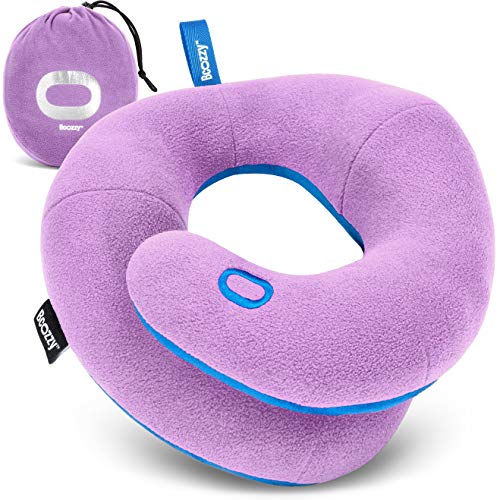 BCOZZY Kids Chin Supporting Travel Pillow for Ages 3–7- Patented Soft Neck Pillow for Head and Chin Support in Car Seat and Airplane. Comfortable Travel Essential. Small Size, Bag, Light Purple - color: Light Purple, size: Small (Kids 3-7 Y/O)