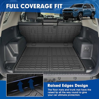 Mixsuper Cargo Liner for Toyota 4Runner 2010-2024 5 Seater (No 3rd Seat or No Sliding Cargo Deck), All Weather Cargo Mat Backrest Mat TPE Back Seat Cover Protector for 4Runner Accessories - size: 10-24 |4Runner| Cargo & Backrest Mat