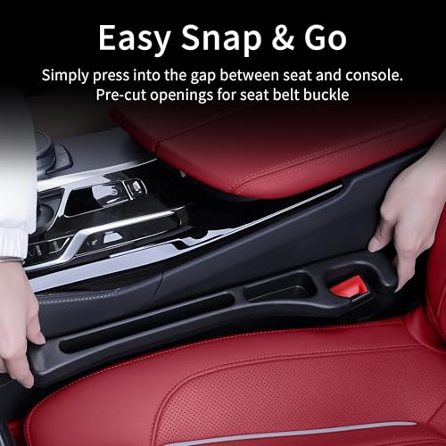 Car Seat Gap Filler, Seat Side Gap Filler Organizer with Phone Holder, Universal Fit in Between Car Seat Catcher, Perfect for Car, SUV, Truck (Slotted, Black)