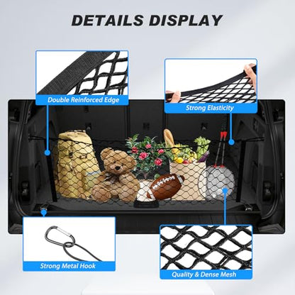 Cargo Net for Chevy Tahoe/Suburban/GMC Yukon 2015-2020 Envelope Style | Elastic Mesh Net | Heavy Duty | Metal Hooks | Chevrolet Tahoe Trunk Net Accessories - size: Chevrolet Tahoe