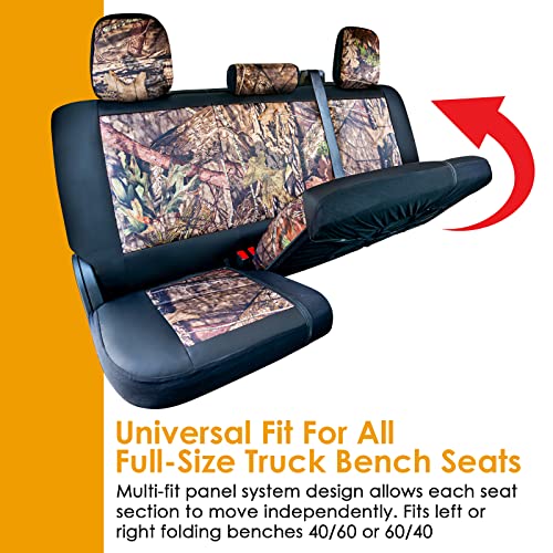 Mossy Oak Camo Truck Bench Seat Cover Fits All Full-Size Silverado F-150 Ram Sierra Titan Tundra Pickup Trucks; Folding Bench or Standard Bench Seats; 70% Polyester, 30% Polyurethane - color: Truck Rear Cover Camo