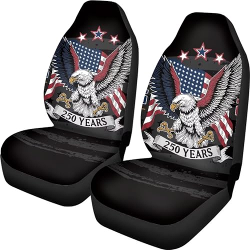 INSTANTARTS 250 Years Car Seat Covers Two Front Seats Only High Back Seat Protector Soft Auto Interior Accessories Compatible with Most Cars,SUV - color: 250 Years Patriotic Eagle