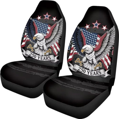 INSTANTARTS 250 Years Car Seat Covers Two Front Seats Only High Back Seat Protector Soft Auto Interior Accessories Compatible with Most Cars,SUV - color: 250 Years Patriotic Eagle