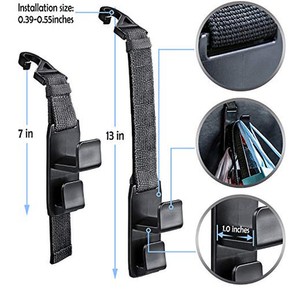 matteblack Magic Hanger Headrest Holder Organizer, Behind Over The Seat Car Hooks-Hang Purse Grocery Bags-4Pack (Frosted Black) - color: matteblack
