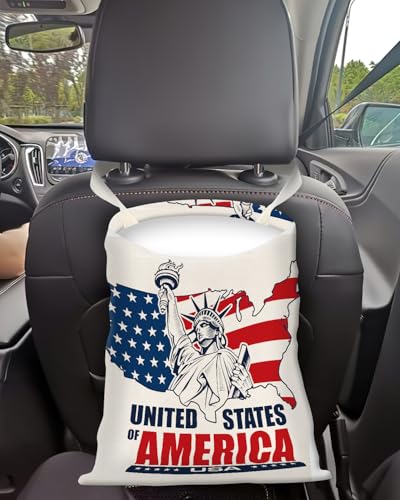 Car Trash Can, Seat Back Hanging Car Trash Bag, Cute Canvas Car Garbage Bag, Essential Car Trash Bin Car Organizers USA Mapping - color: USA Mapping