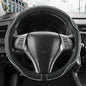 Leather Car Steering Wheel Cover,Anti-Slip, Safety,Soft,Breathable,Heavy Duty,Thick,Full Surround, Sports Style,Universal Car Accessories for Women Men Fit 14" 1/2-15"(Black with White line) - color: Black White Line