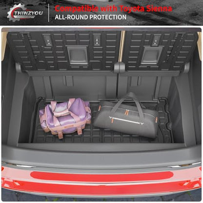 Cargo Mat Compatible with 2021-2025 2026 Toyota Sienna 7&8 Seats Cargo Liner Cargo Mat Trunk Mat Trunk Liner Back Seat Cover 2024 Sienna Accessories (Upgrade Trunk Mat+Backrest Mats) - style: For Toyota Sienna | 2021-2026