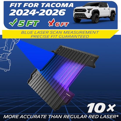 MICHELIN Truck Bed Mat for 2024 2025 2026 Toyota Tacoma - 5 FT / 60.3" Short Bed (Not Fit Drop-in Liners), All-Weather Truck Bed Liner, Custom Fit, Durable TPE Bedliner, Non-Slip - size: 1) Tacoma | 24-26 | 5 FT