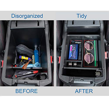 JDMCAR Center Console Organizer Compatible with Toyota 4Runner Accessories 2010-2024 and Kia Telluride (2020-2024), Insert ABS Black Materials 4 Runner Tray, Armrest Box Secondary Storage -Red Trim - color: RED