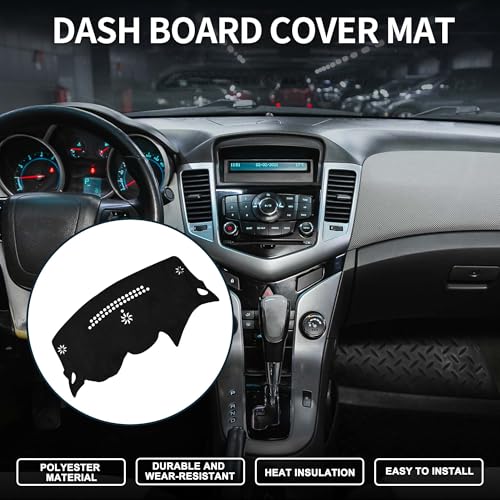 Dash Cover for Chevrolet Cruze 2016-2021 Non-Slip Dashboard Cover Mat Black 1Pcs Sun Protection Sunshield Heat Shield UV Protect