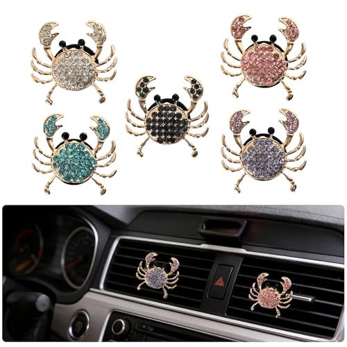5 PCS Crab Car Decor, shining Air Freshener Vent ClipsCar Accessories Decoration for Refillable Outlet Diffuser, Universal for Most Cars (Crab) - color: Crab