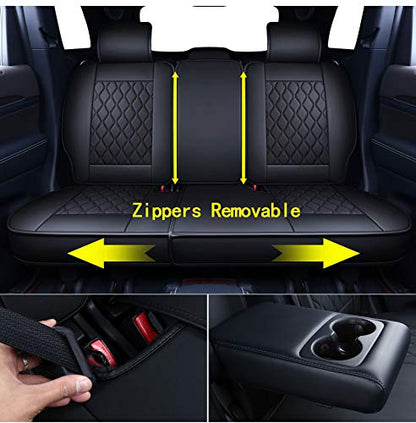 Huidasource Grand Cherokee Seat Covers, Waterproof Leather Customized Car Seat Cushion Covers, Full Set Seat Protectors Compatible with Jeep Grand Cherokee 2011-2022 (5 Pcs Full Set/Black) - color: Full Set/Black, size: Old Version