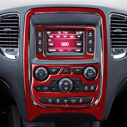 Car Center A/C Outlet Panel Decals for 2014-2017 Dodge Durango Accessories Carbon Fiber Interior Stickers, Red - color: Center a/C Outlet Panel