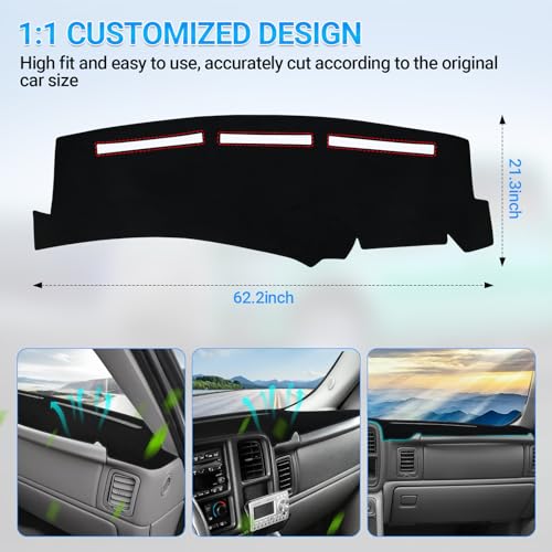 Dashboard Mat Compatible with 1999-2006 Chevy Silverado Tahoe Avalanche Suburban GMC Sierra Yukon Interior Dash Accessories Protecter Cover - size: 1999-2006 Chevy Silverado