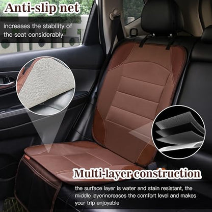 Car Seat Protector for Child Car Seat, Waterproof Car Seat Cover for Leather and Fabric Seats, 2 Mesh Pockets, Non-Slip Bottom, Thick Padding Cushion(1 Pack, Brown) - color: 1 Pack Brown
