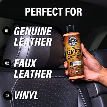 Chemical Guys Leather Cleaner and Conditioner Kit - Car Cleaner and Conditioner, Safely Cleans & Conditions Leather Car Interiors, Furniture, Shoes, Boots, Bags, Apparel & More, 2 Bottles (16 oz Each) - style: 16 Fl Oz KIT
