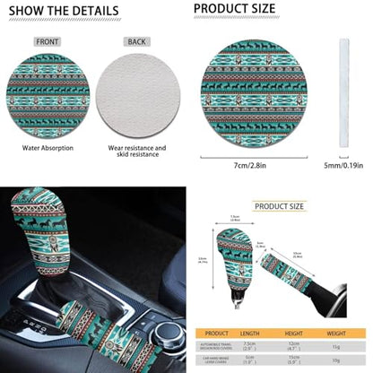 Dreaweet Aztec Car Seat Covers Full Set Native American Dreamcatcher and Horse Seat Covers with Steering Wheel Cover,Armrest Pads,Seat Belt Pads,Coasters,Gear Shift & Handbrake Cover,Universal Fit - color: Aztec Dreamcatcher Horse