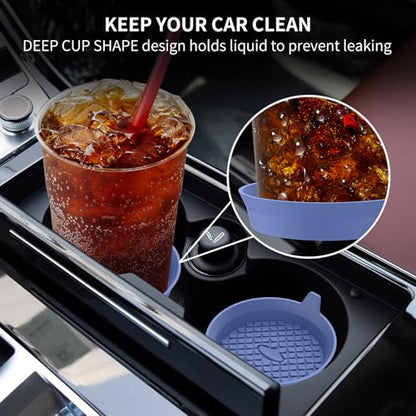 ME.FAN Car Cup Holder Coasters [4 Pack] Silicone Cups Mats, Automotive Universal Non-Slip Recessed Interior Accessories Navy Blue - color: 4pack-nave Blue
