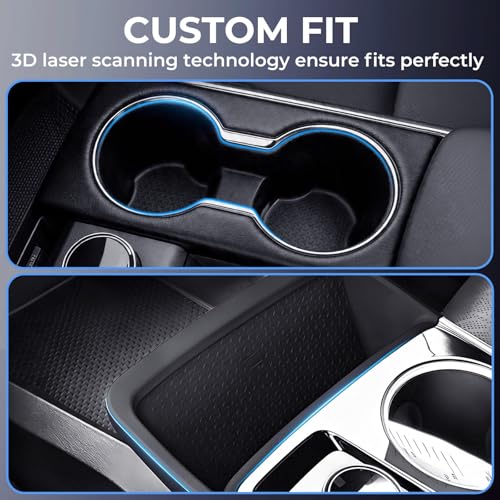 Cup Holder Insert & Wireless Charging Protective Mat for Chevrolet Equinox 2026 2025(Not for EV) Interior Accessories Cup Holders & Wireless Charger Cover Pad for Chevy Equinox 2025-2026, Black - style: Fits for 2025-2026 Equinox (Not for EV)