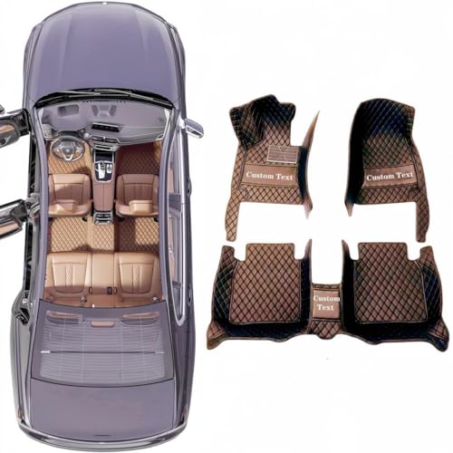 Custom Luxury Car Floor Mats Suitable for All Sedans, Sports Cars,SUV, Business Vehicles, Trucks, Waterproof and Anti Slip Fully Covered Leather Floor Mats (Black Gold)