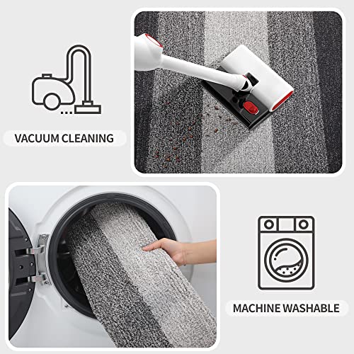 Indoor Outdoor Door Mat, 40x32 Non-Slip Absorbent Dirt Trapper, Low-Profile Washable Inside Entrance Front Floor Mat, Sturdy Soft Entry Doormats for Entryway, Grey
