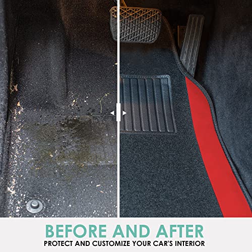 FH Group Automotive Floor Mats – Universal Fit Premium Carpet Car Mats with Driver Heel Pad, Full Set for Cars, SUVs & Trucks - Red - color: Red