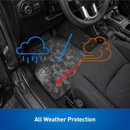 Coverking Universal Car Floor Mats Set of 2 (Front Driver and Passenger) Kryptek Typhon Camo - All-Weather Protection for Mud, Dirt, Rain, Spills, Non-Slip Backing, Fits Cars Trucks SUVs Jeeps - style: Kryptek Typhon