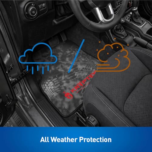 Coverking Universal Car Floor Mats Set of 2 (Front Driver and Passenger) Kryptek Typhon Camo - All-Weather Protection for Mud, Dirt, Rain, Spills, Non-Slip Backing, Fits Cars Trucks SUVs Jeeps - style: Kryptek Typhon